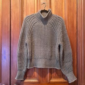 Woven Taupe Turtleneck Sweater